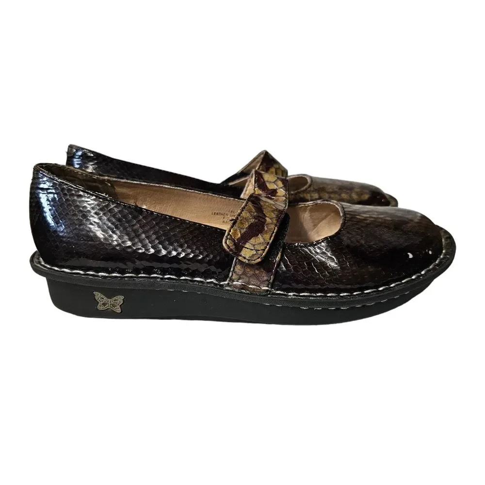 Alegria PG Lite Mary Jane‎ Metallic Faux Snake Skin FEL-709 Size 38 US 8-8.5